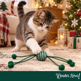 Wonder Christmas Pelota Brillante con Cuerda Juguete para gatos