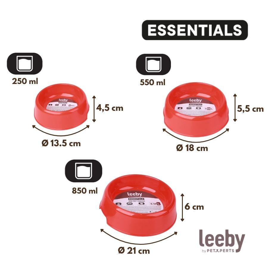 Leeby Comedero de Pl&aacute;stico Rojo para perros y gatos, , large Imagen numero 4