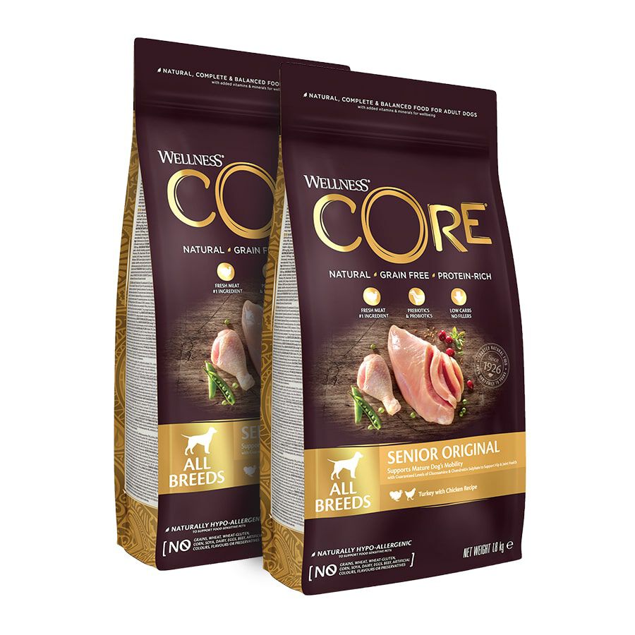 2 x 1.8 kg Wellness Core Senior Pollo y Pavo pienso para perros &iexcl;Pack ahorro!, , large Imagen numero 1