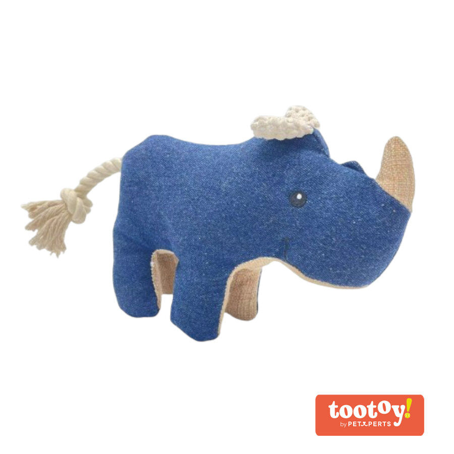 Tootoy! Comfort Denim Rhino peluche con sonido para perros thumbnail