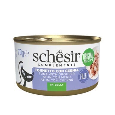 Schesir Atún con Mero en Gelatina lata para gatos