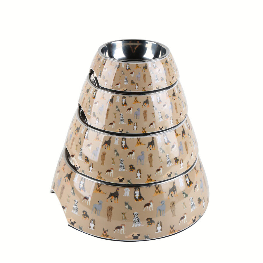 Leeby comedero acero inoxidable estampado marrón para perros thumbnail