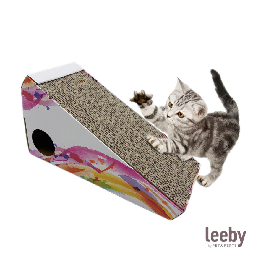 Leeby Walter rascador de cartón horizontal con bola para gatos thumbnail