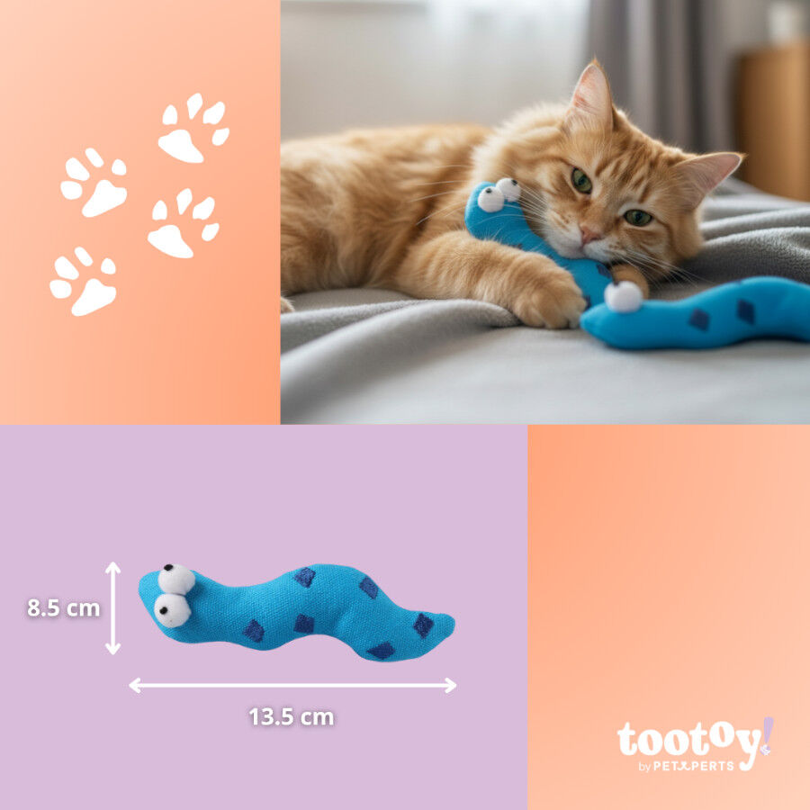 Tootoy! Pack de 2 Serpientes de Tela con Catnip Azules para gatos thumbnail