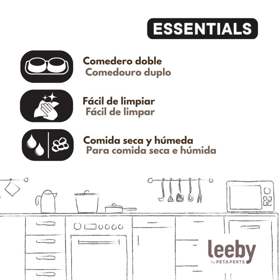 Leeby Comedero Doble de Pl&aacute;stico para perros y gatos, , large Imagen numero 5