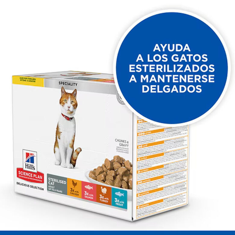 Hill&#039;s Science Plan Sterilised Adult Pollo y Salmón en Salsa sobre para gatos thumbnail