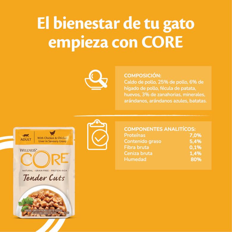 Wellness Core Tender Cuts Pollo Sobre en salsa para gatos thumbnail