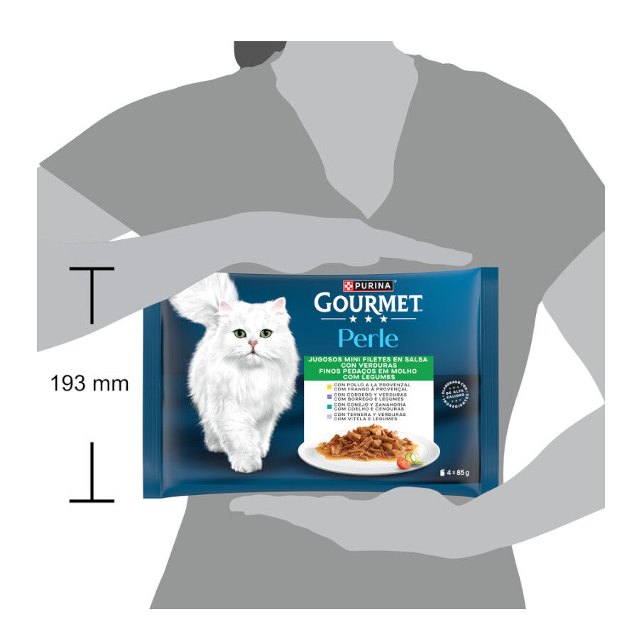4 sobres x 85 g Gourmet Perle Filetes de Carne con Verduras en salsa sobre para gatos, , large Imagen numero 3