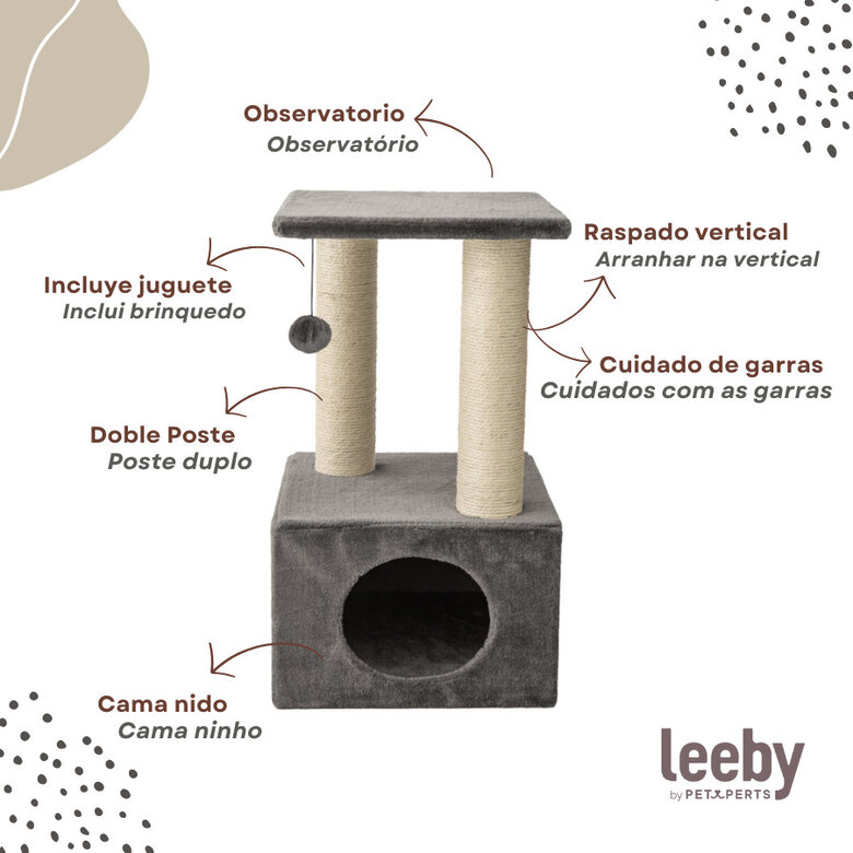 Leeby Colette Scratch rascador con cama nido y juguete gris para gatos,  Imagen numero 3 Leeby Colette Scratch rascador con cama nido y juguete gris para gatos, , large Imagen numero 3