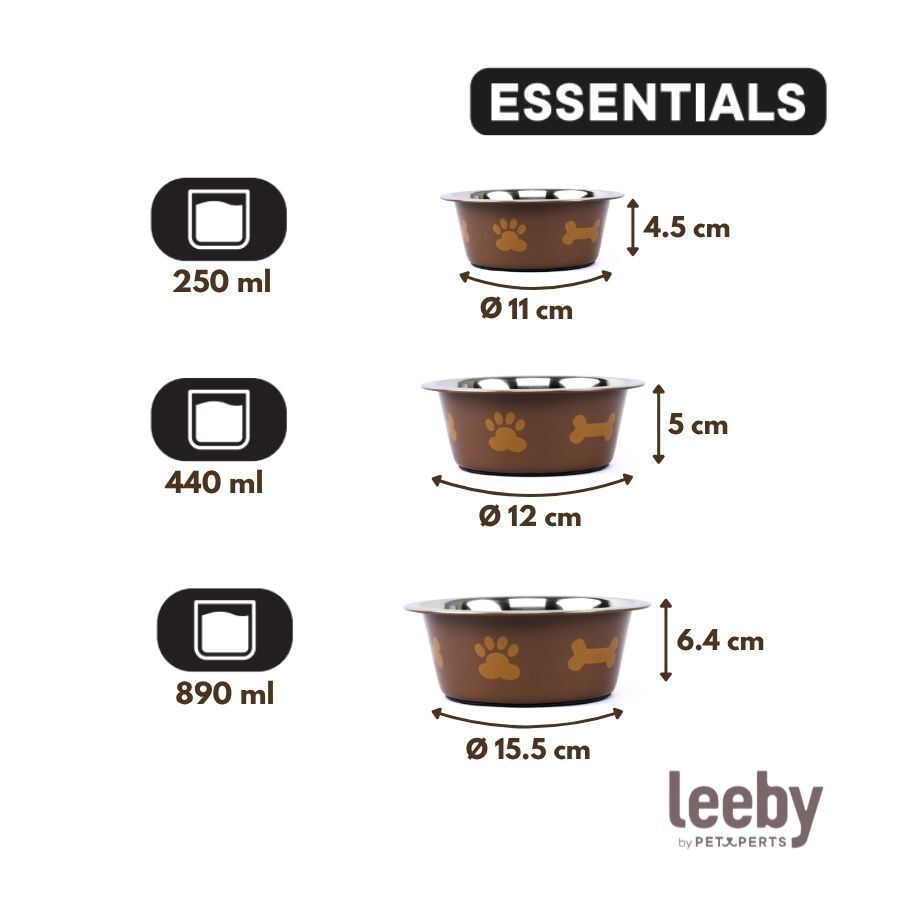 Leeby Comedero Estampado Huellas Acero Inoxidable para perros, , large Imagen numero 4