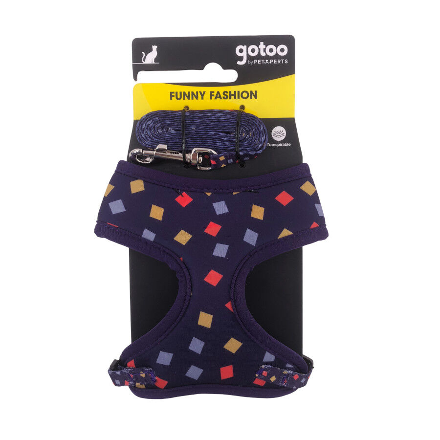 Gotoo Correa y arn&eacute;s estampado geometrico para gatos , , large Imagen numero 7