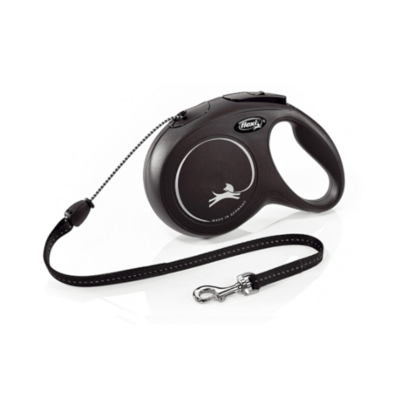 Flexi New Classic Correa de Cordón Extensible Negra para perros thumbnail