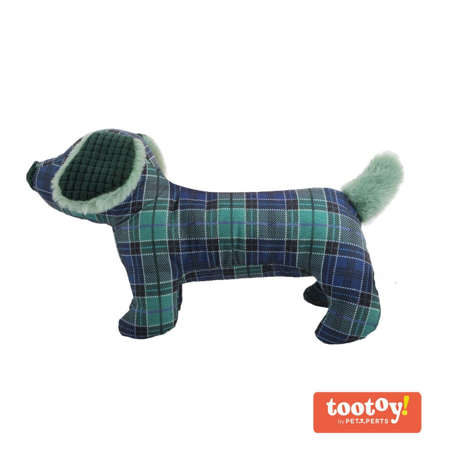 Tootoy! Tartan Dog Cuddler Blue Peluche para perros salchicha, , large Imagen numero 1