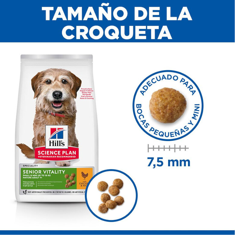 1.5 kg Hill's Science Plan Youthful Vitality Adult +7 Small y Mini Pollo pienso para perros,  Imagen numero 4 1.5 kg Hill's Science Plan Youthful Vitality Adult +7 Small y Mini Pollo pienso para perros, , large Imagen numero 4