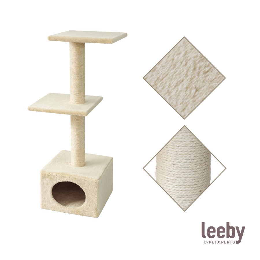 Leeby Colette torre rascador con cama nido beige para gatos thumbnail