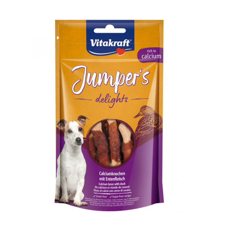 80 g Vitakraft Huesos Jumper's Delights Pato y Calcio para perros, , large Imagen numero 1