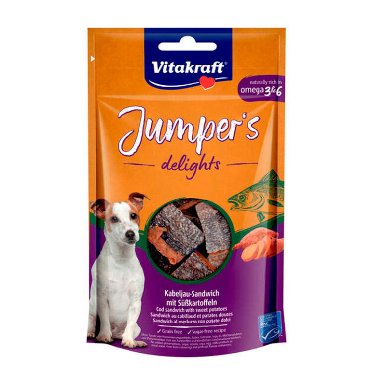 80 g Vitakraft Bocaditos Jumper's Delights Pescado para perros,  Imagen numero 1 80 g Vitakraft Bocaditos Jumper's Delights Pescado para perros, , large Imagen numero 1