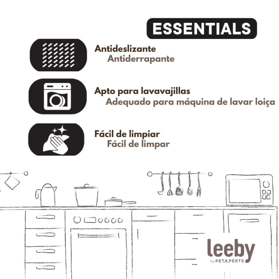 Leeby Comedero Acero Inoxidable con Base Goma para perros y gatos, , large Imagen numero 6