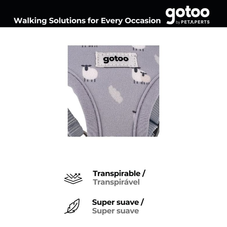 Gotoo Arnés ajustable estampado ovejitas gris para cachorros,  Imagen numero 3 Gotoo Arnés ajustable estampado ovejitas gris para cachorros, , large Imagen numero 3