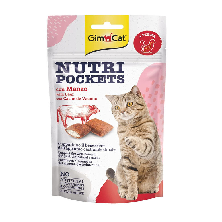 60 g GimCat Bocaditos Nutri Pockets Buey para gatos,  Imagen numero 1 60 g GimCat Bocaditos Nutri Pockets Buey para gatos, , large Imagen numero 1