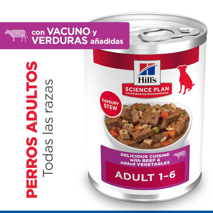 363 g Hill's Science Plan Adult Estofado con vacuno y verduras lata para perros, , large Imagen numero 2