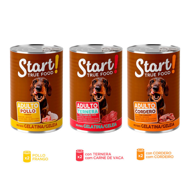 Start! Adult Pollo, Ternera y Cordero en Gelatina lata para perros thumbnail
