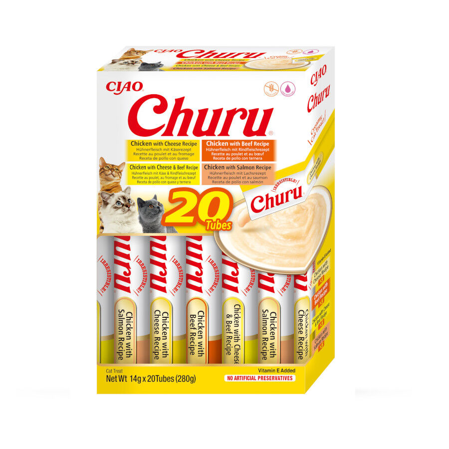 20 sobres x 14 g Churu Variedades de Pollo con Ternera Snack L&iacute;quido para gatos, , large Imagen numero 1