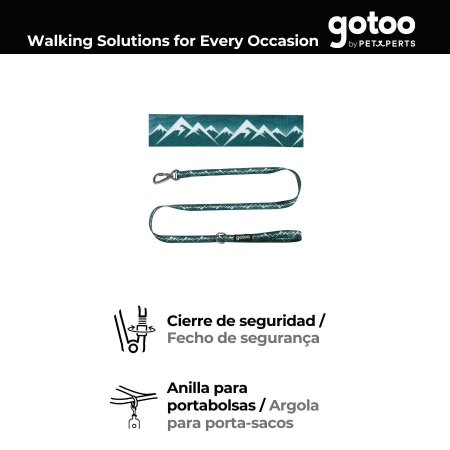 Gotoo Correa con mosquetón de seguridad verde para perros thumbnail
