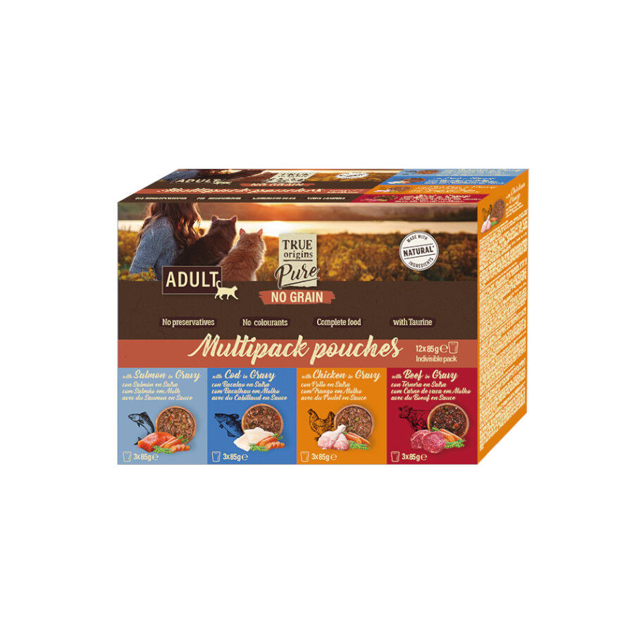 12 sobres x 85 g True Origins Pure Carne y Pescado Sobre para gatos &ndash; Multipack, , large Imagen numero 1
