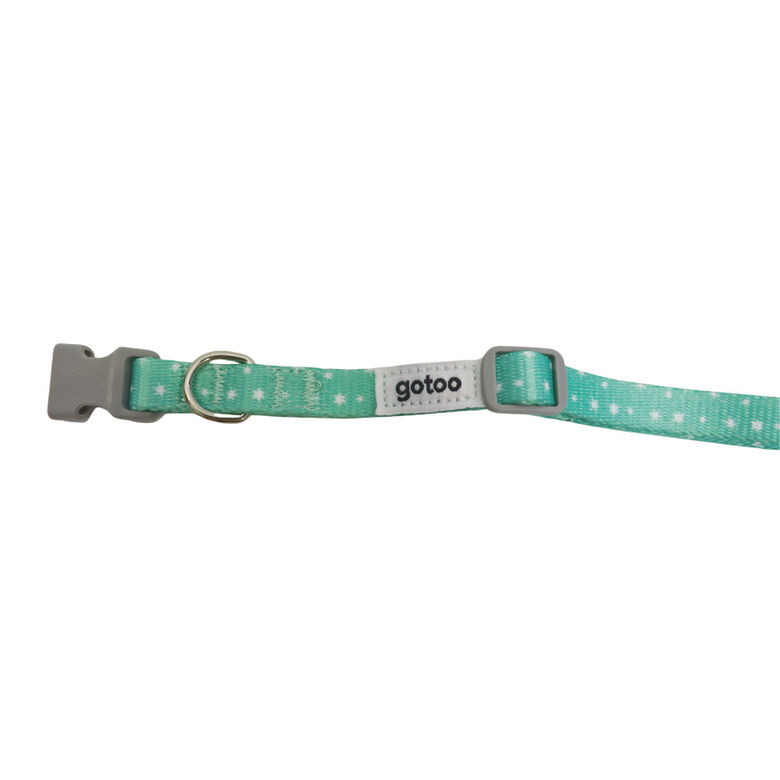 Gotoo Set Correa y Collar estampado con estrellas verde para perros thumbnail