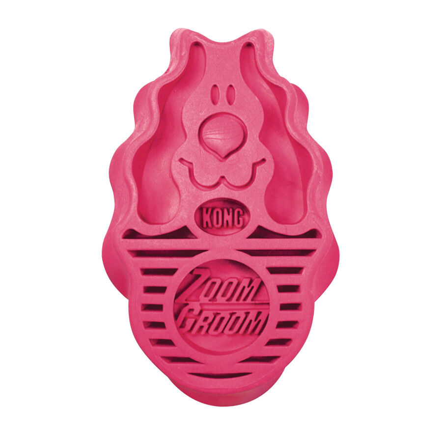 Kong Zoom Groom Cepillo de goma rosa para perros