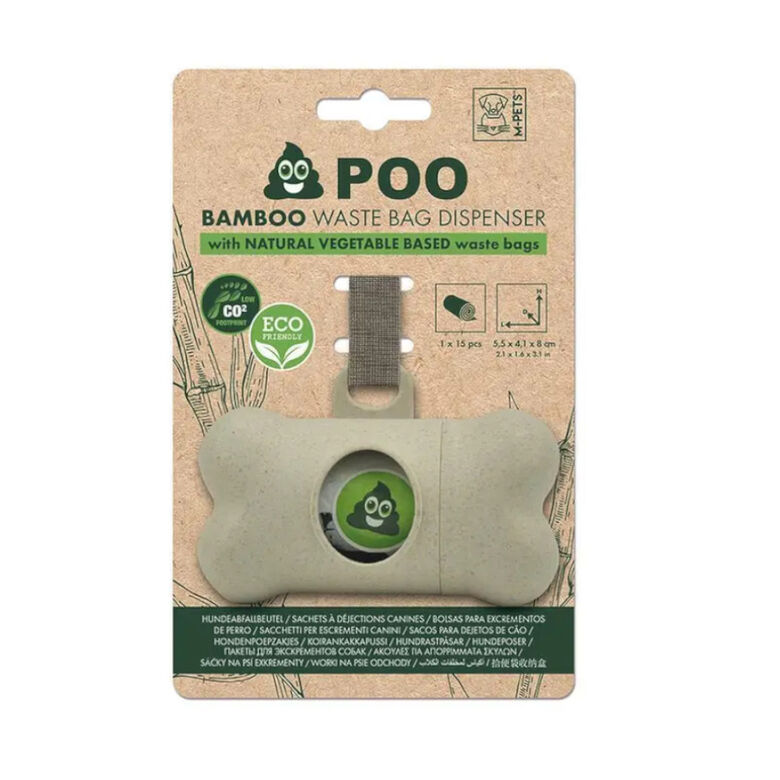 M-pets Poo Bamboo Porta Bolsas Biodegradable + 15 bolsas para heces de perro thumbnail