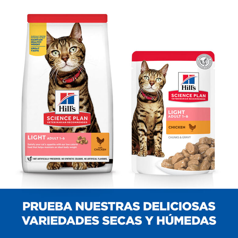 Hill&#039;s Science Plan Light Adult Pollo pienso para gatos thumbnail
