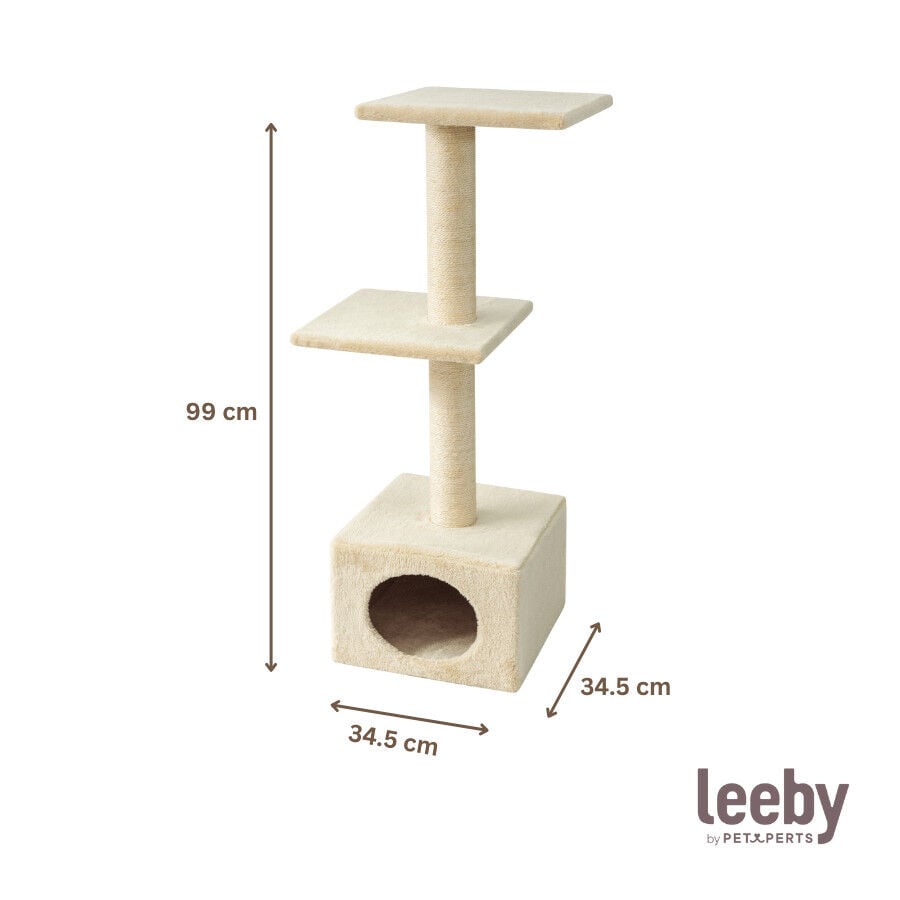 Leeby Colette torre rascador con cama nido beige para gatos thumbnail