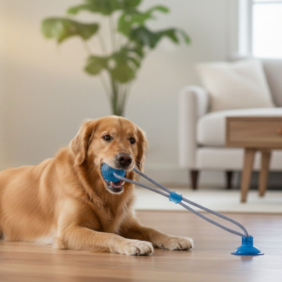 Tootoy! Mordedor de Cuerda con Pelota y Ventosa Azul para perros, , large Imagen numero 1