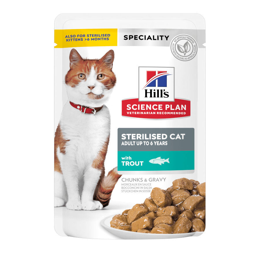 85 g Hill's Science Plan Sterilised Young Adult Trucha Sobre en Salsa para gatos, , large Imagen numero 1