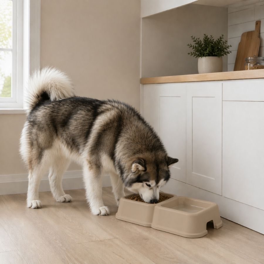 Leeby Comedero Doble Cuadrado Taupe para perros, , large Imagen numero 1
