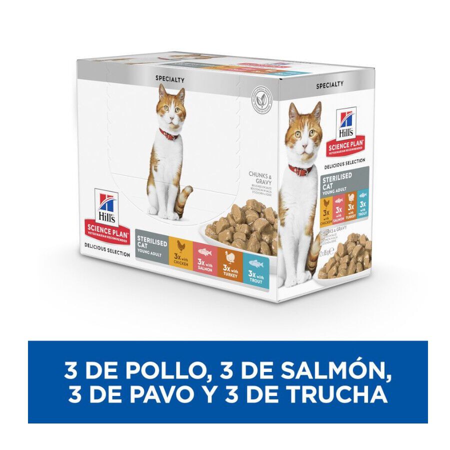 Hill&#039;s Science Plan Sterilised Carne y Pescado sobre para gatos Multipack thumbnail