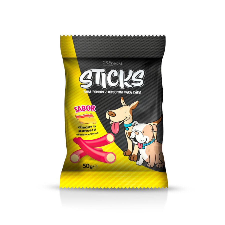 50 g 2&Snacks Sticks de Cheddar & Bacon para perros, , large Imagen numero 1