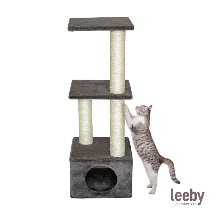 Leeby Colette DoubPost torre rascador con cama nido gris para gatos thumbnail