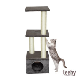 Leeby Colette DoubPost torre rascador con cama nido gris para gatos