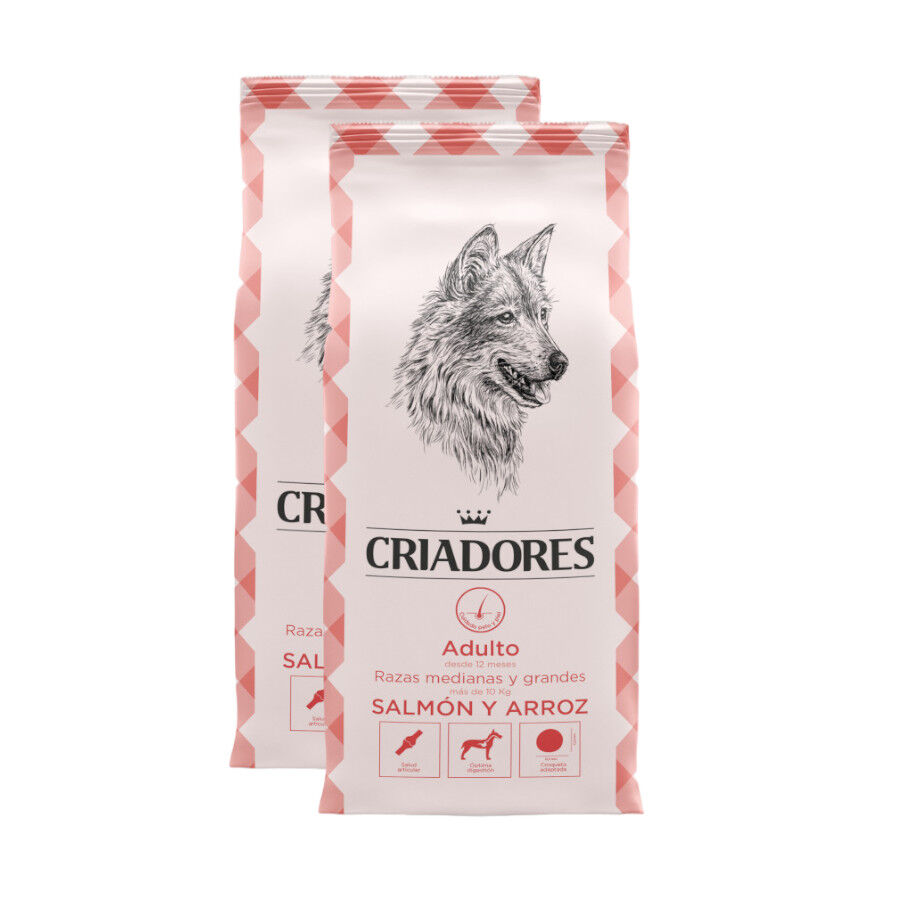 Criadores Adulto Salmón y Arroz pienso para perros de razas medianas y grandes thumbnail