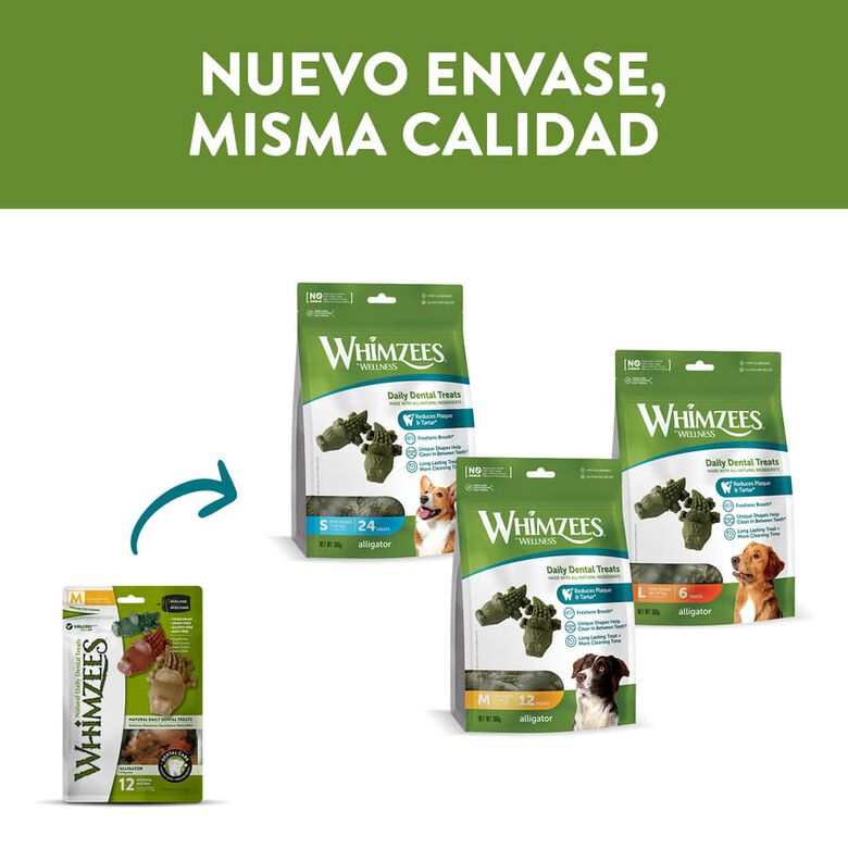 Whimzees Snacks Dentales Cocodrilo para perros de razas medianas thumbnail