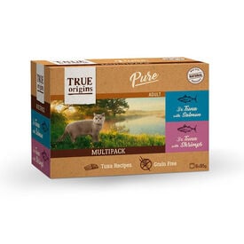 True Origins Pure At&uacute;n con Salm&oacute;n y Gambas lata en salsa para gatos