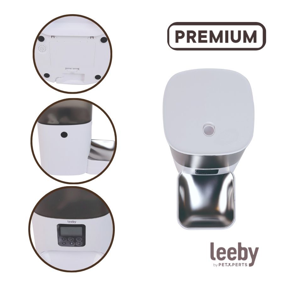 Leeby Comedero Autom&aacute;tico Programable Blanco y Gris para perros y gatos, , large Imagen numero 3