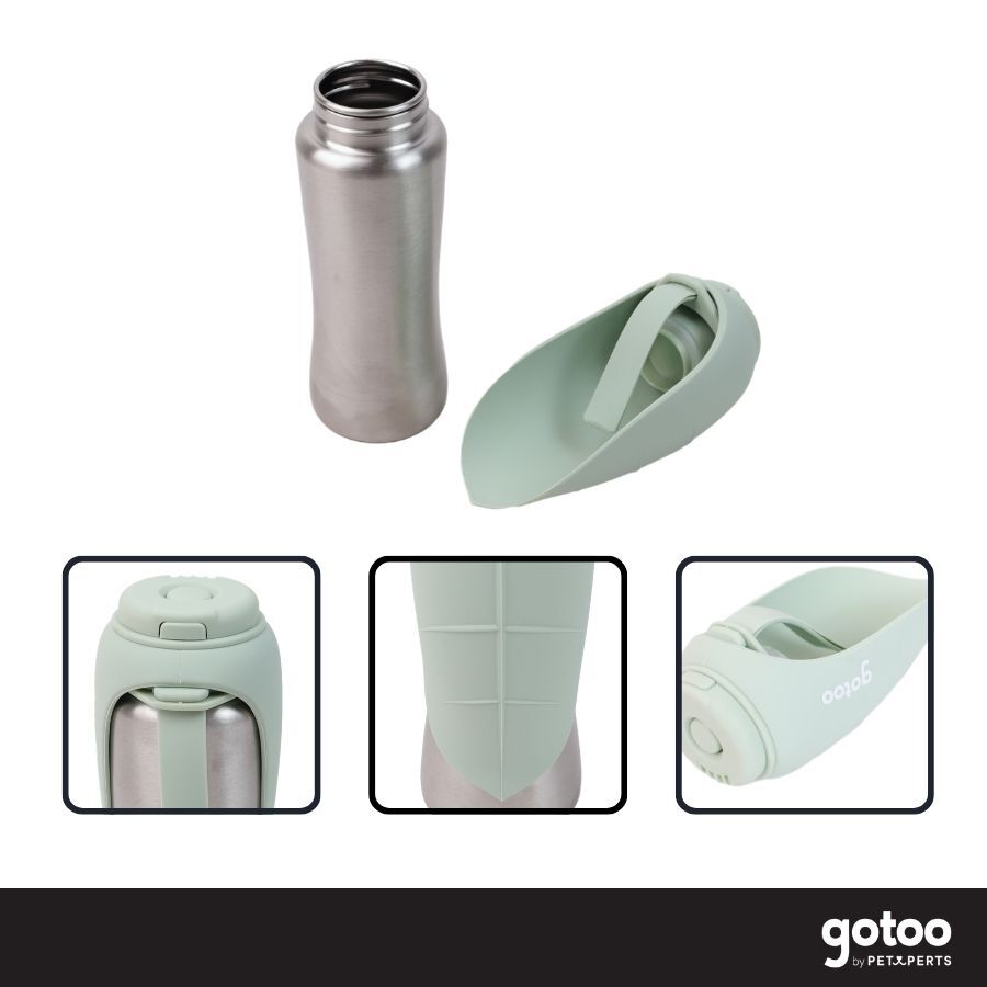 Gotoo Botella Bebedero Port&aacute;til de Acero Inoxidable Verde para perros, , large Imagen numero 3