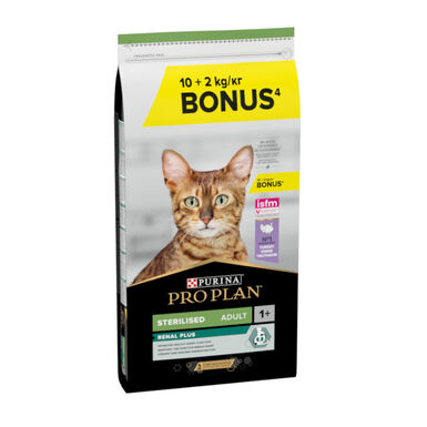 12 kg (10 + 2 kg ¡gratis!) Pro Plan Adult Sterilized Pavo Pienso para gatos