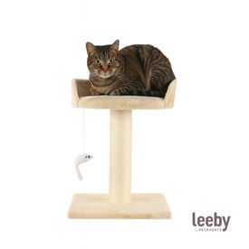 Leeby Tigrou rascador con cama y juguete beige para gatos