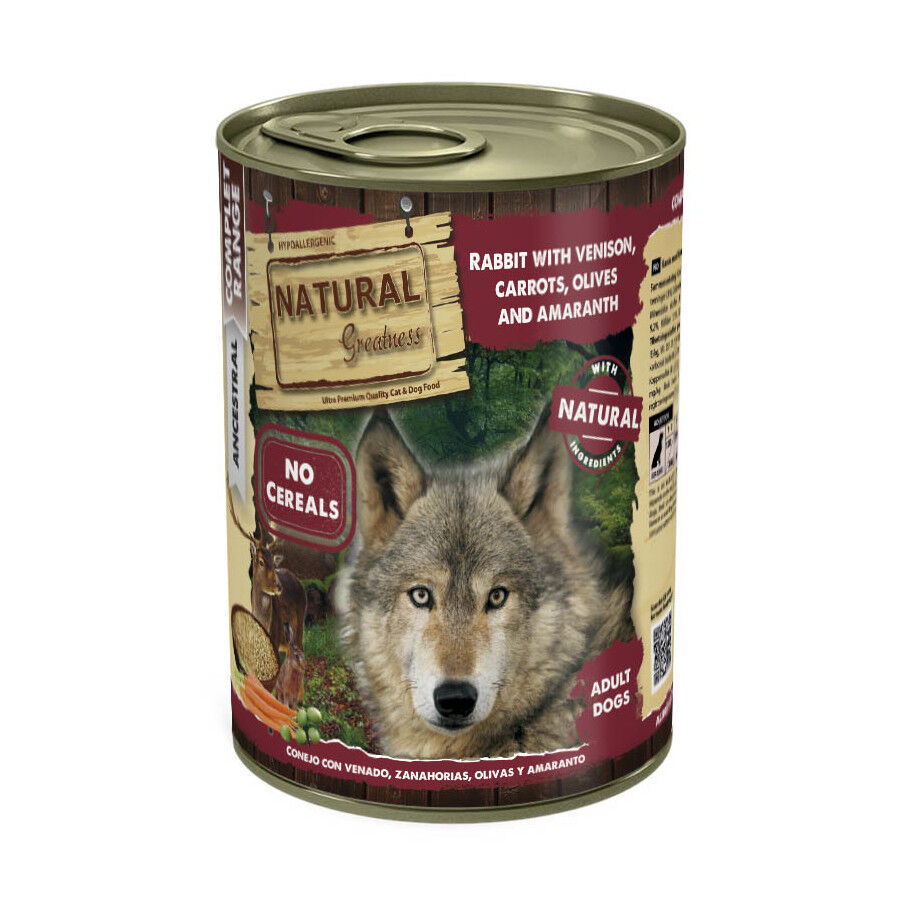 Natural Greatness Conejo con Venado Lata para perros