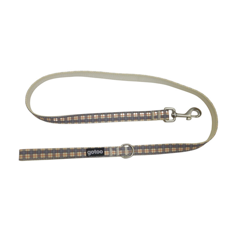Gotoo Correa estampado tartán marrón para perros